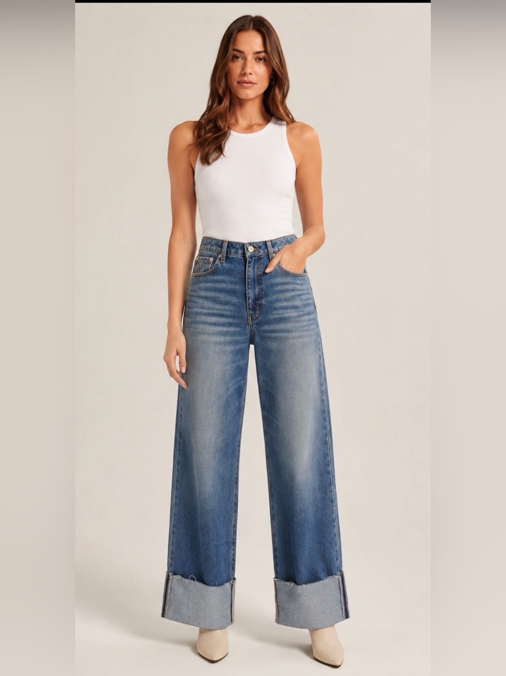 NWT Unpublished Jolene Summit Dreamcatcher High Rise Wide Leg Cuff Jeans